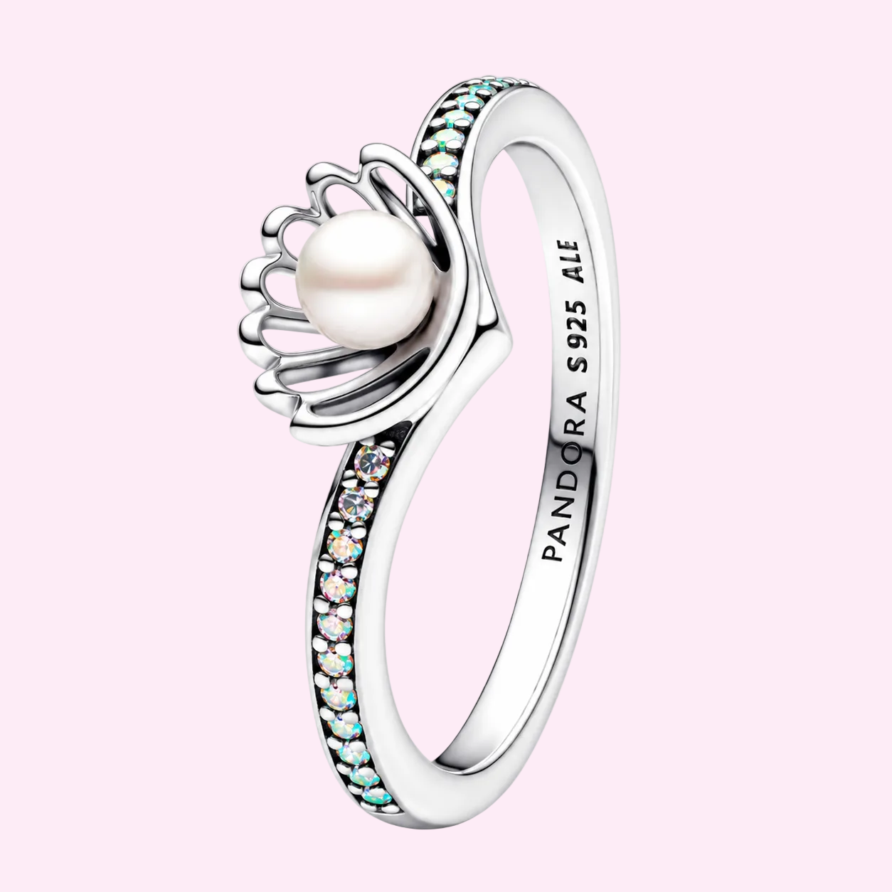 Anillo Concha con Perla Cultivada de Agua Dulce Tratada de Princesa Ariel