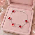 Pulsera doble estilo van Cleef ROJO