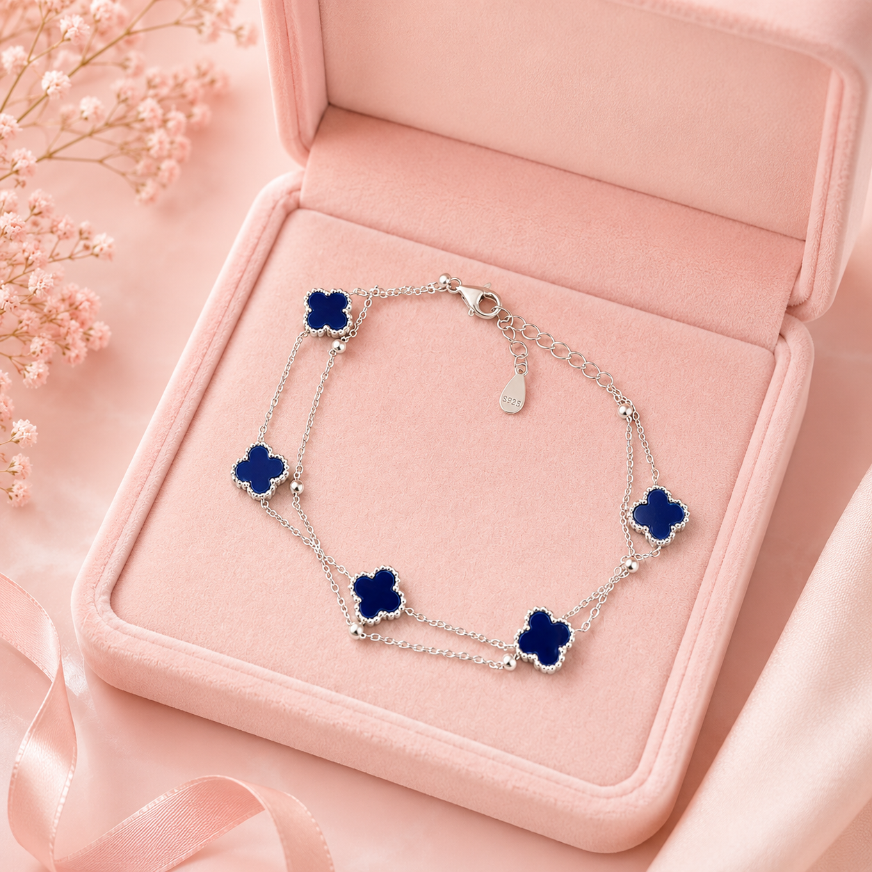 Pulsera doble estilo van Cleef AZUL MARINO