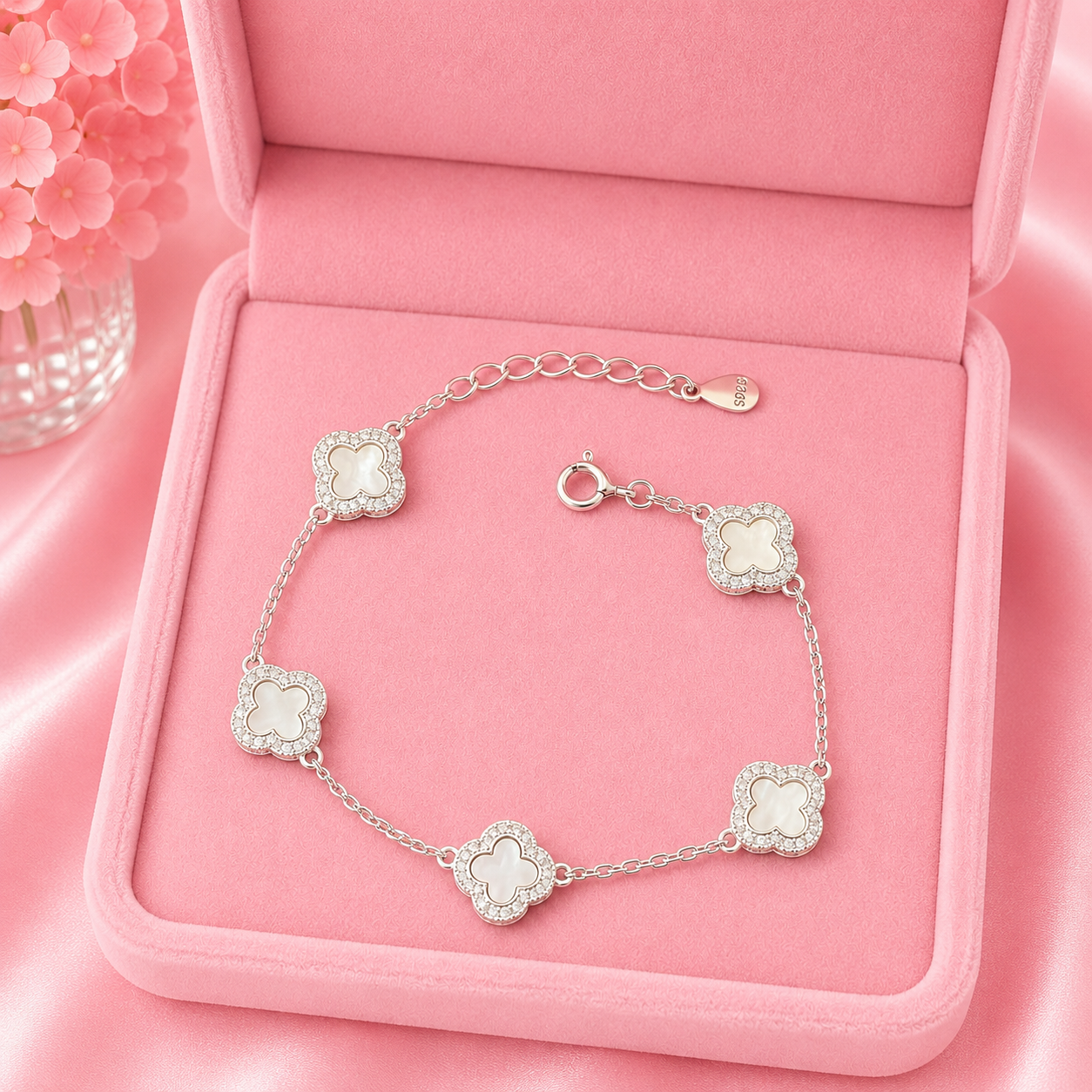 Pulsera Trébol Tono Madreperla